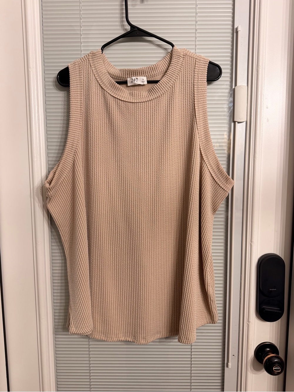 Neutral Ribbed Sleeveless Tank Top - Beige
